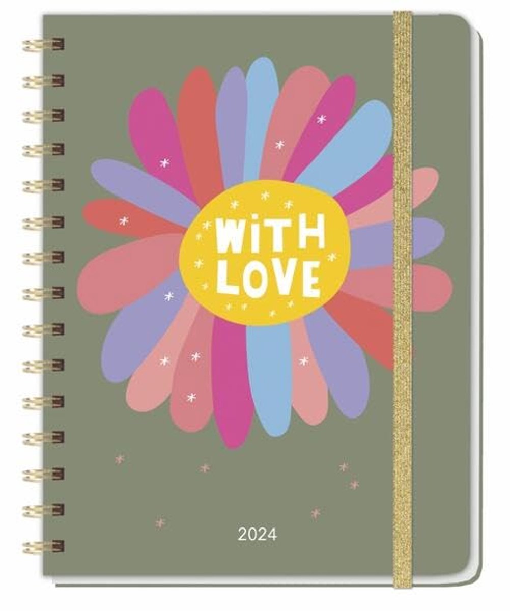 Spiral-Kalenderbuch A5. Taschenkalender 2024 mit Spiralbindung und viel Platz für Termine. Praktischer Buch-Kalender für Termine und To-dos. Mit Gummiband und Stickerbögen.