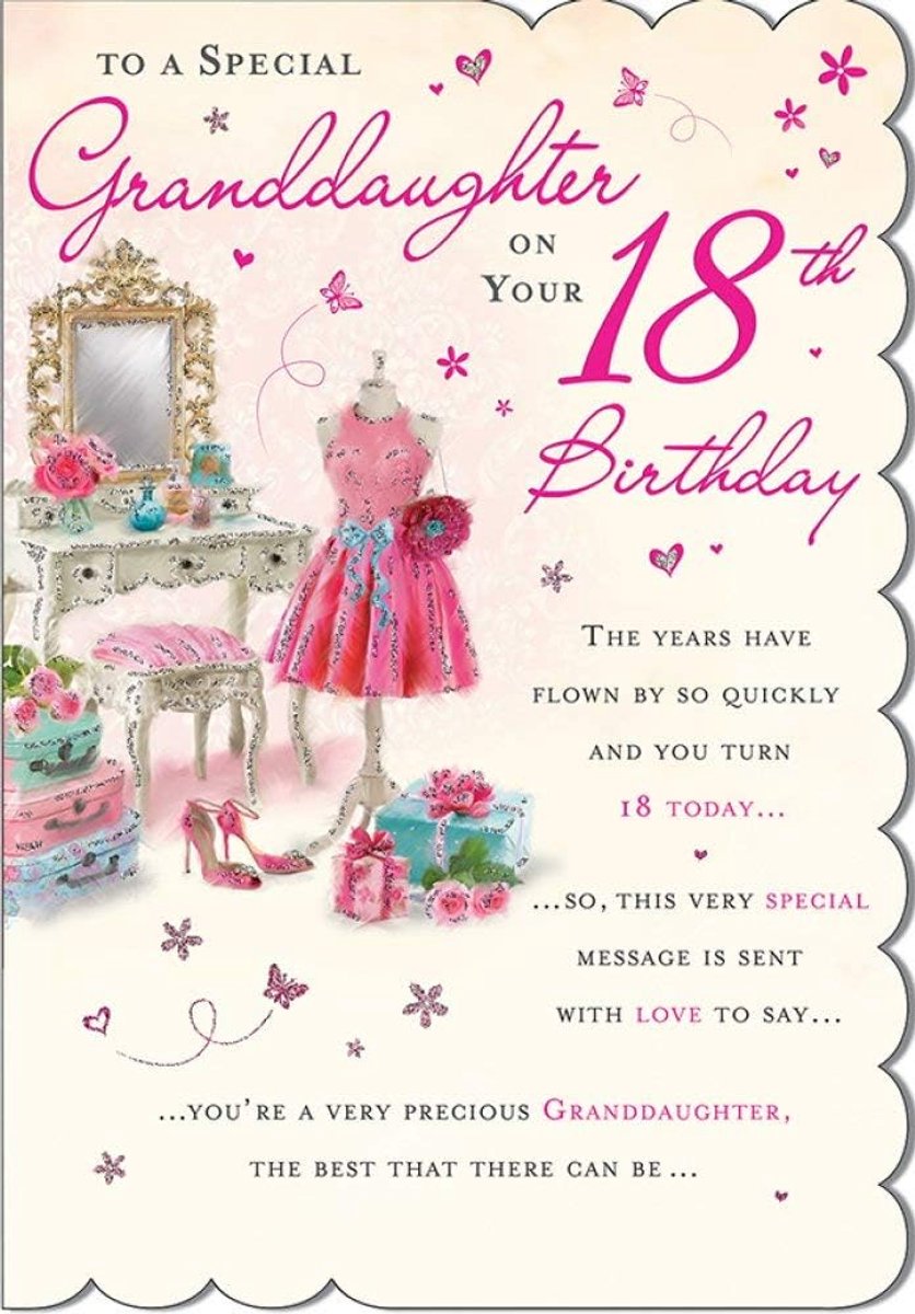 Age Verjaardagskaart Leeftijd 18 Kleinkind - 9 x 6 inch - Regal Publishing