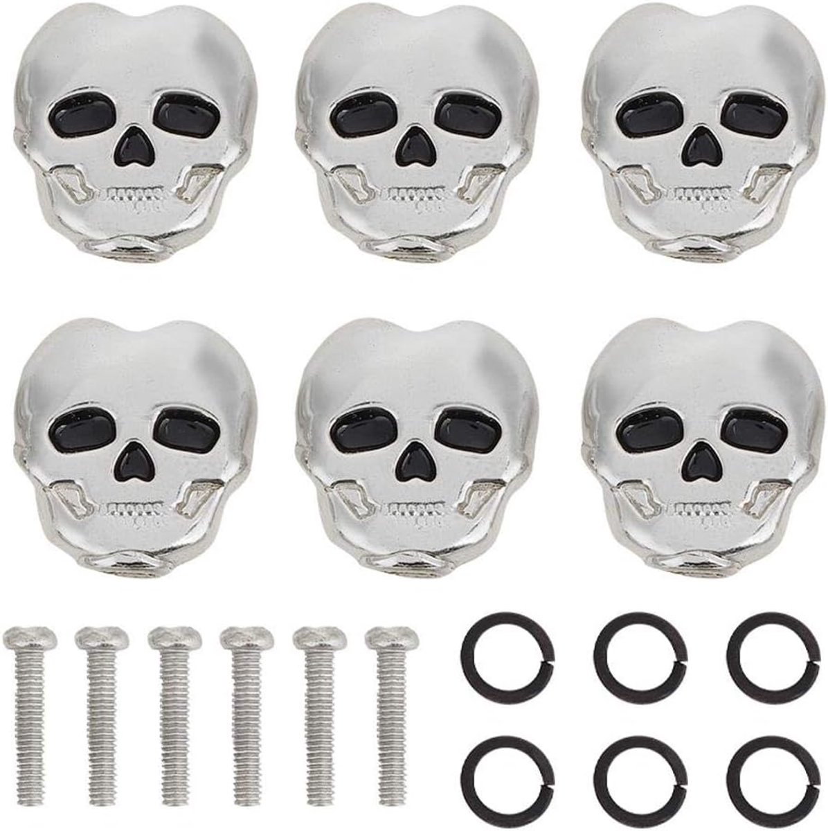 Tuning Peg Knoppen Hoofd, 6pcs Tuning Peg Tuning Key Button Heads Gitaar Tuner Knoppen Vervanging voor Folk Elektrische Gitaar Vervangende Onderdelen, (Zilver)