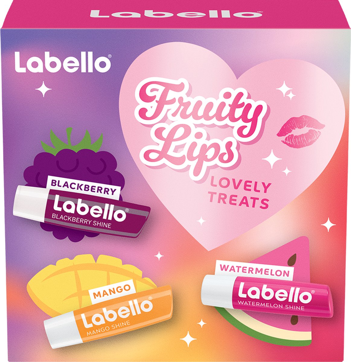 Labello Fruity Lips geschenkset vrouwen - Giftset - Sint Cadeau - Kerst Cadeau - Cadeauset met 3x Labello
