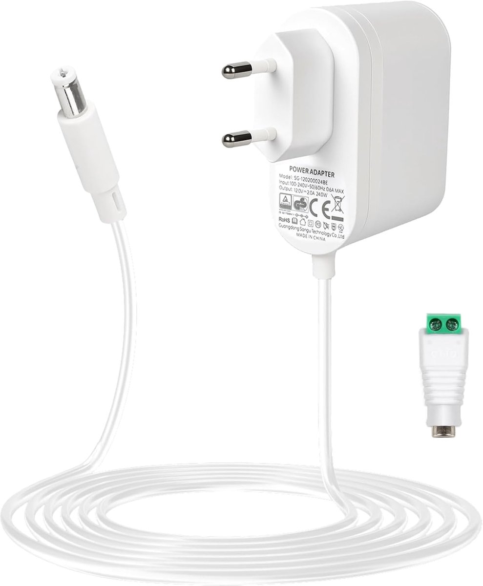 12 V 2 A met DC-aansluiting 5,5 x 2,1 mm