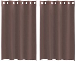 vidaXL - Gordijnen - voile - met - doorvoertules - 2 - st - 140x175 - cm - bruin
