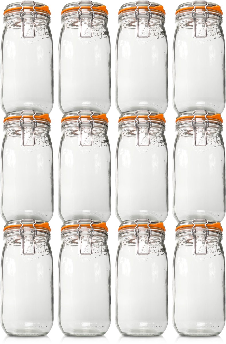 Le Parfait Weckpot XL 1500ml | Voordeelset van 12 stuks | Premium kwaliteit | Robuust en Voedselveilig | Ideaal als voorraadpot, inmaakpot of conserveerpot | Made in France