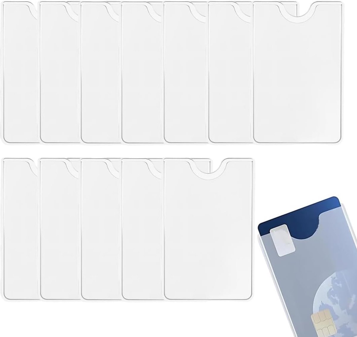 12 x transparante kaarthoezen van hard plastic voor creditcards en debetkaarten (transparant)