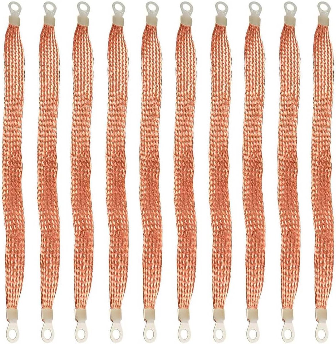 Dailygoods - Universele Autoband Aardkabel - Gevlochten Flexibele Aardingsband - 10 Stuks - Koper - Aardingsdraad - Ideaal voor Auto en Motor - 20 cm