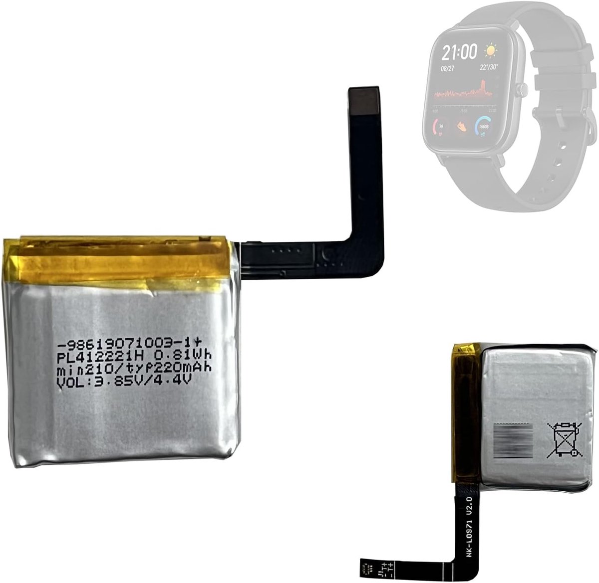 Batterij PL412221H compatibel met Amazfit GTS A1913/A1914 smartwatch
