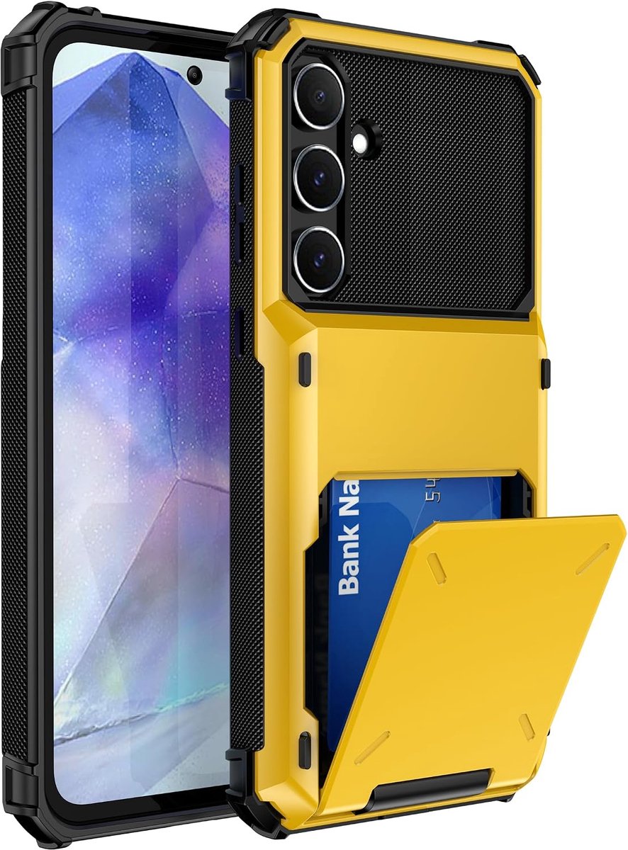 Hoesje voor Samsung Galaxy A34 5G met kaarthouder PC TPU 2 in 1 dubbele Laag Bumpergeval De schokbestendige Dekking kan 5 kaarten houden