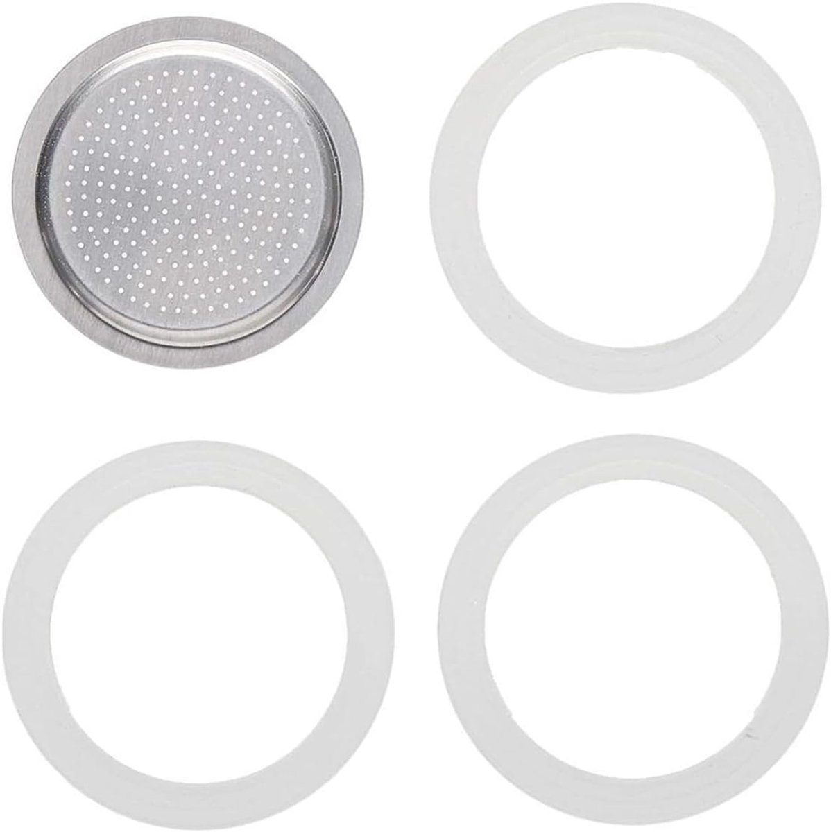 Dailygoods- Pakkingset 6 Kopjes - Siliconen Pakkingen/Filter - Aluminium Filter - Vervangende Accessoires - Hittebestendig - Eenvoudig te Installeren