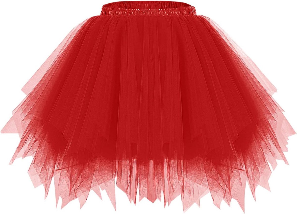 tule rok voor dames, petticoat, onderrok, kort, tutu, ballet, jaren '50, rockabilly, carnavalskostuum, crinoline