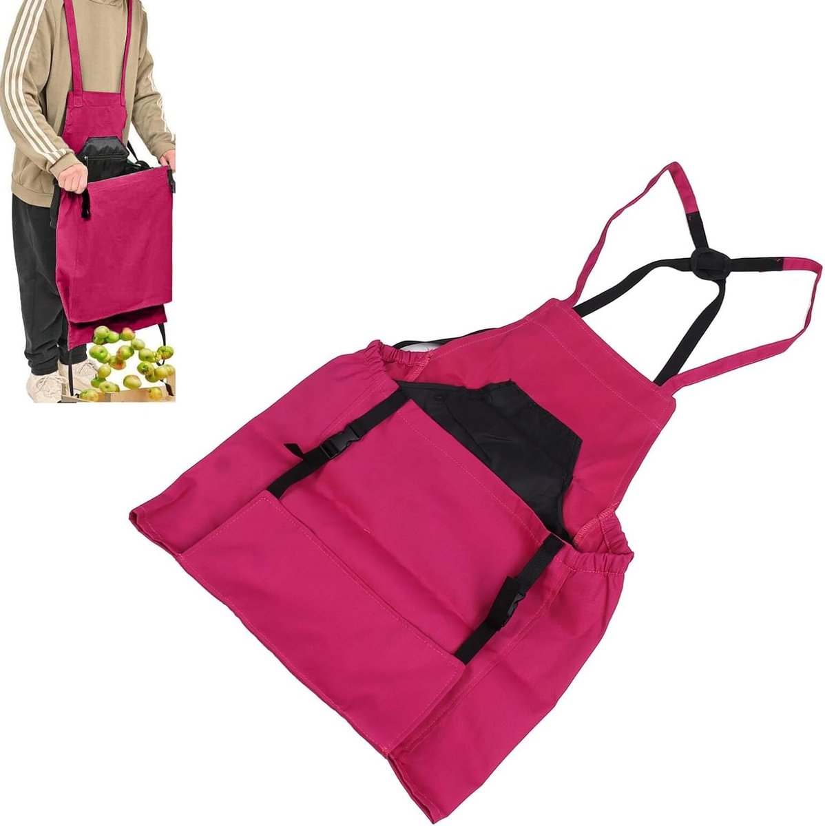 Dailygoods- Tuinschort grote capaciteit - Oogstschort - Fruitplukschort - Oxford-doek - Lichtgewicht - Comfortabele draagervaring - Oogsttas