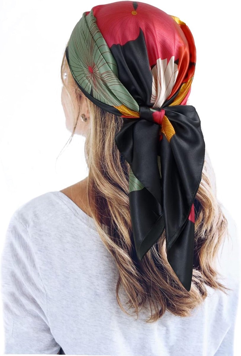 35 ''Satijn Grote Vierkante Hoofd Sjaal Zijde Gevoel Nek Sjaals Haar Slapen Wrap Lichtgewicht Hoofddoek voor Vrouwen