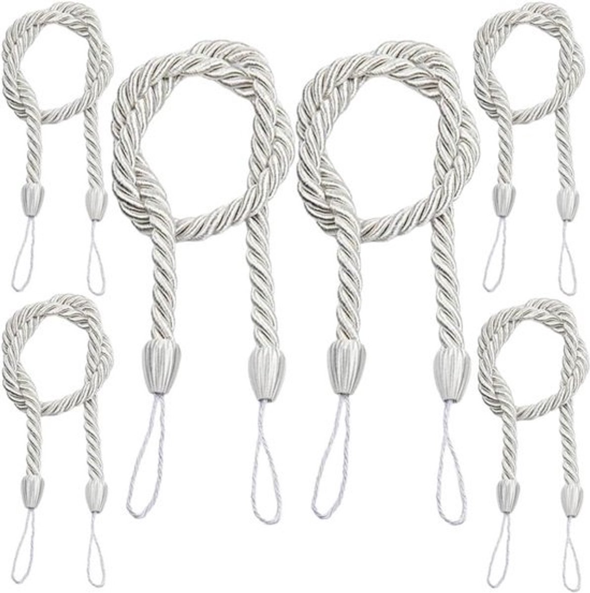 Gordijn Tiebacks - Gordijnkoorden Gordijnbinders - Gordijnen Stuk Houden - Geen Boren Nodig - 74 cm - Wit