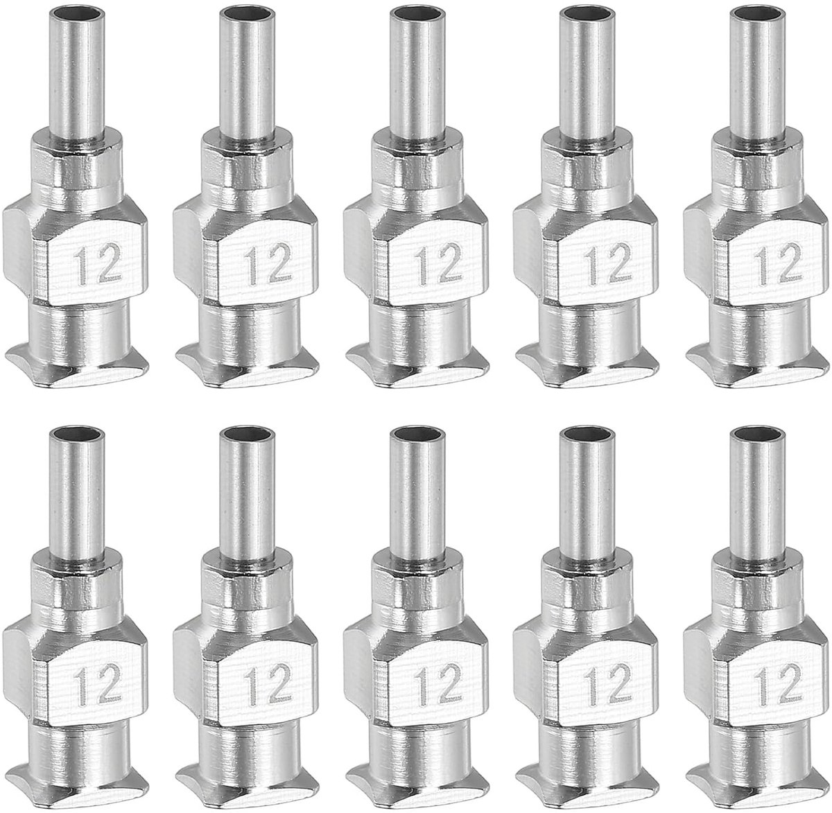 Dispensernaald met gebogen punt 12 g, 10 stuks 0,6 inch gebogen vloeinaald van roestvrij staal met Lure Lock voor het bijvullen van vloeibare inkt, lijm