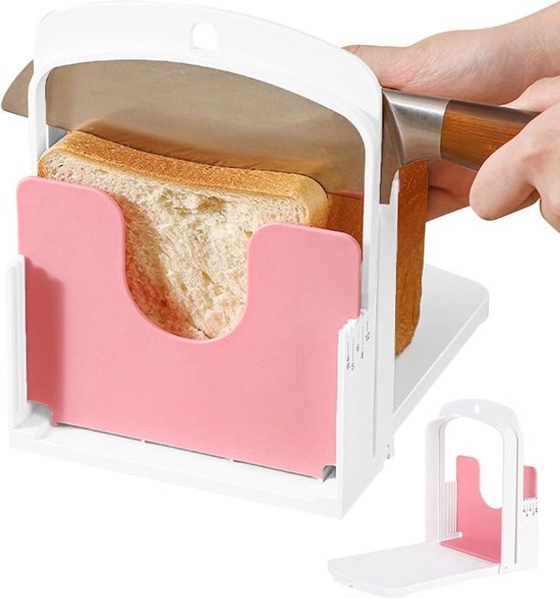 Handmatige broodsnijder - Inklapbaar gereedschap - Gelijkmatig snijden - Ruimtebesparend ontwerp - 20 cm lengte - Wit