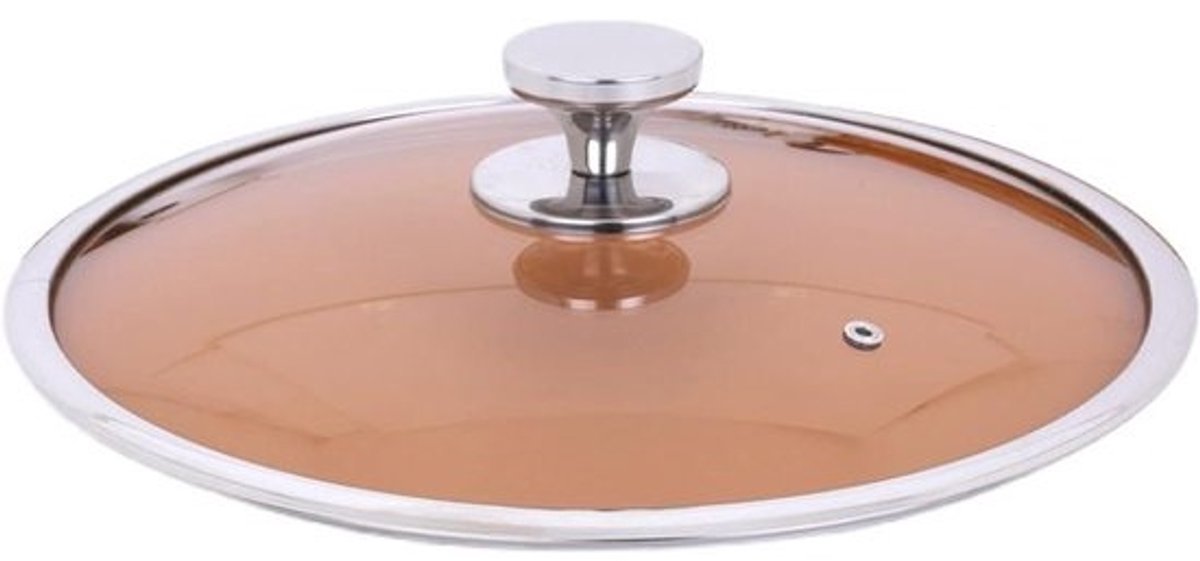 Pannendeksel Glas - Universeel Deksel - Koken en Bakken - Met Stoomgaatje - 32cm Diameter - Zilverkleurig