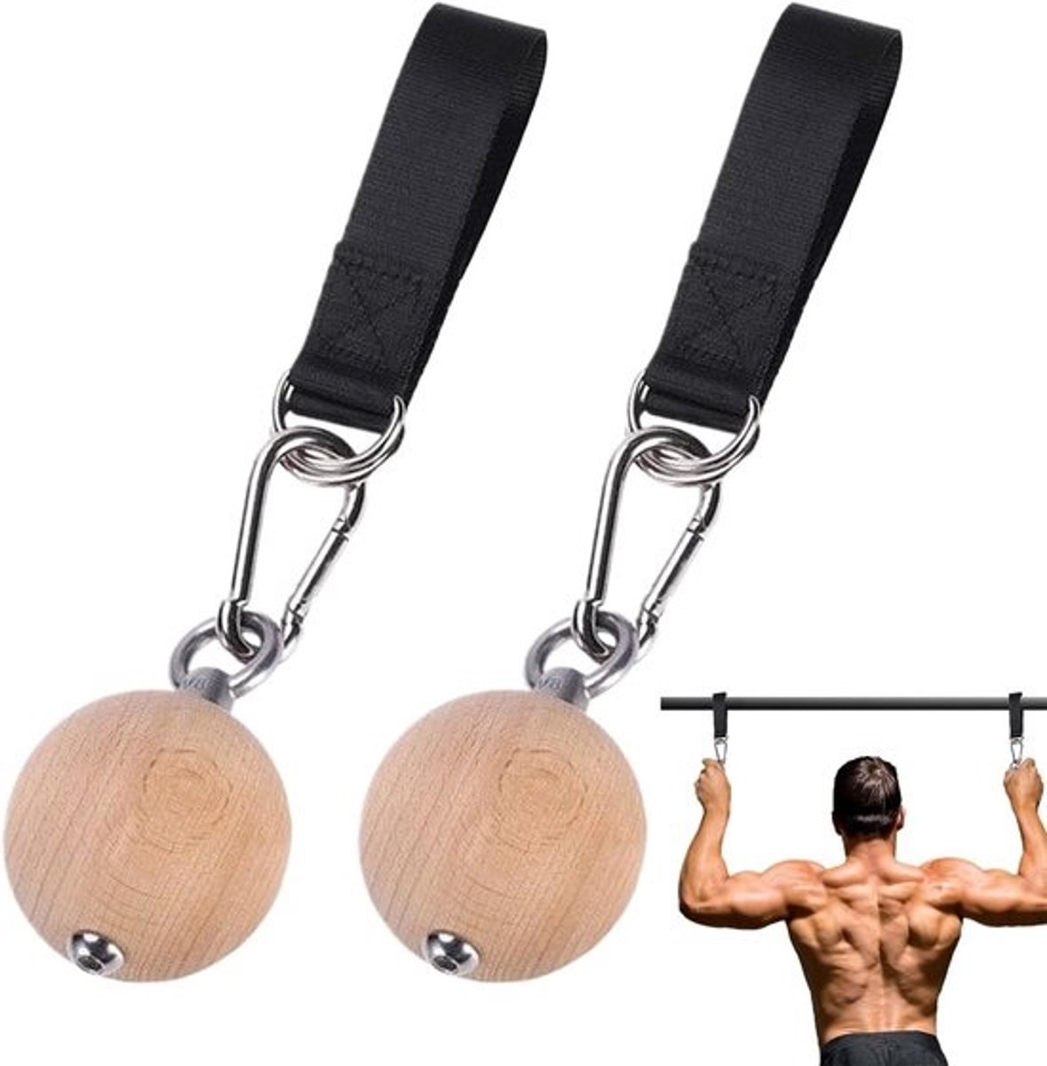 Klimbal Grepen - Onderarm Trainer - Kracht Opbouwen - Antislip Textuur - 7CM Setje - Hout