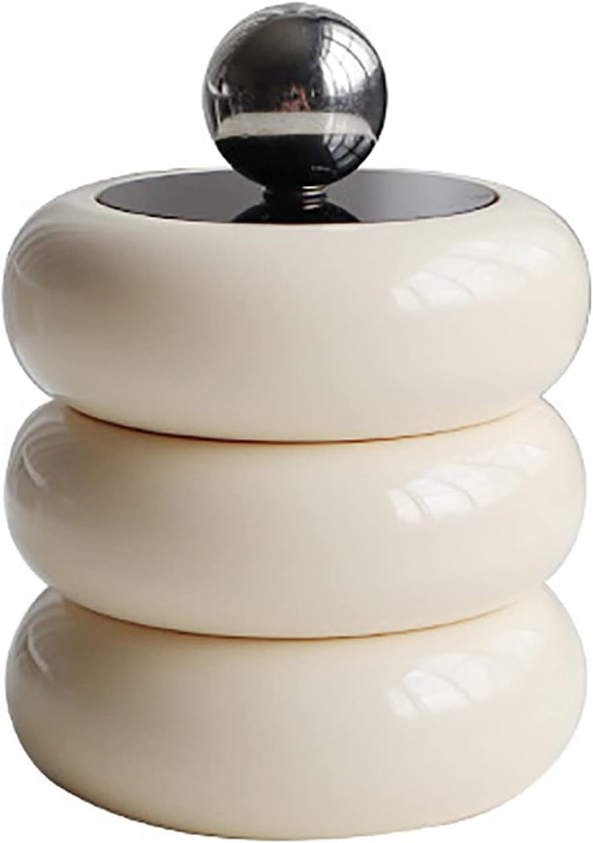 Style Qtip Houder Dispenser Desktop Stofdicht Wattenstaafje Opslagcontainer Donut Vorm Make-up Opbergdoos met Deksel (Melkachtig wit 3 lagen)
