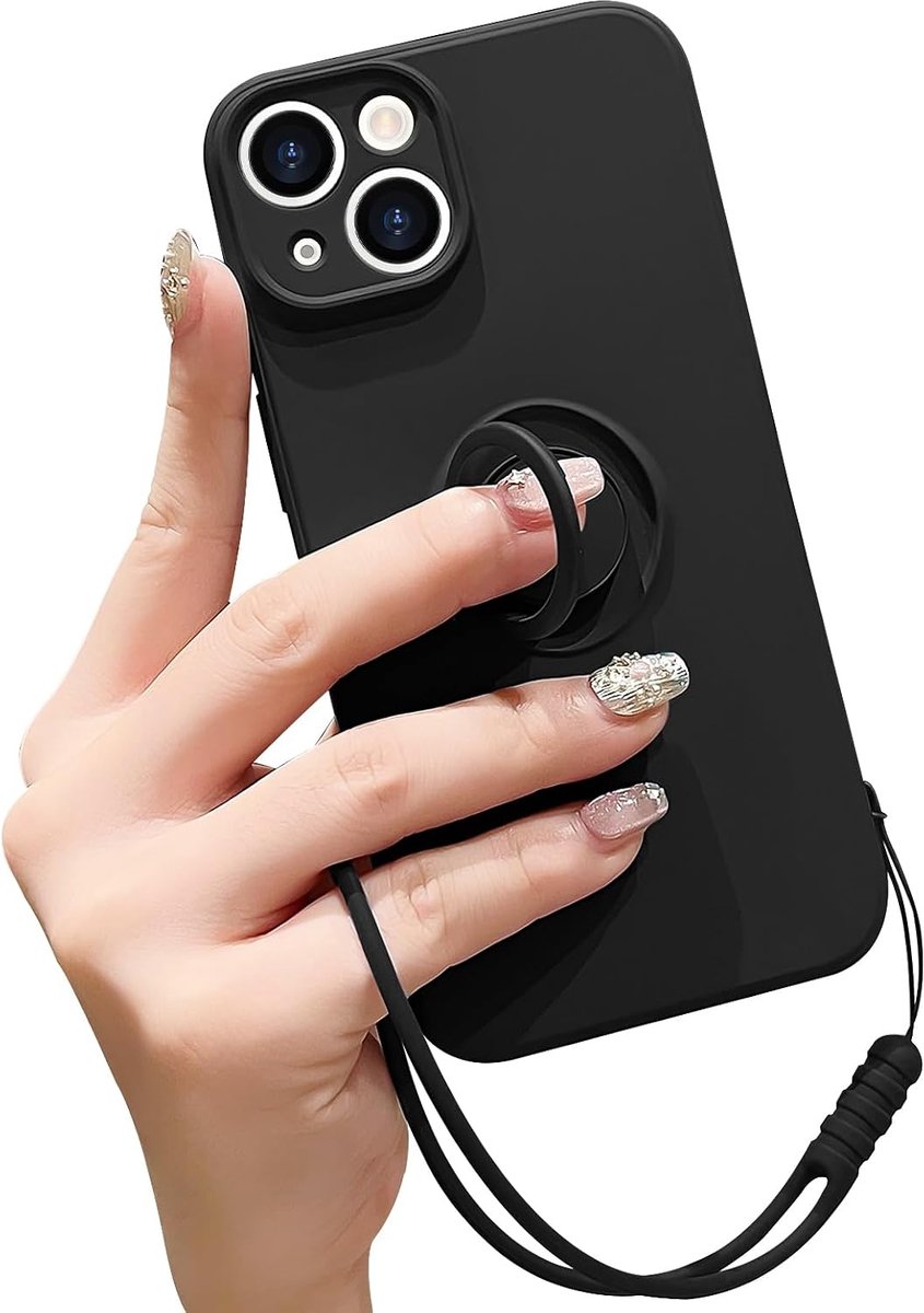 Mobiele telefoonband voor iPhone 14, siliconen met 360 graden ringhouder, standaard, magnetische autohouder, telefoonhoes met band, camerabescherming, beschermhoes, case cover voor iPhone 14