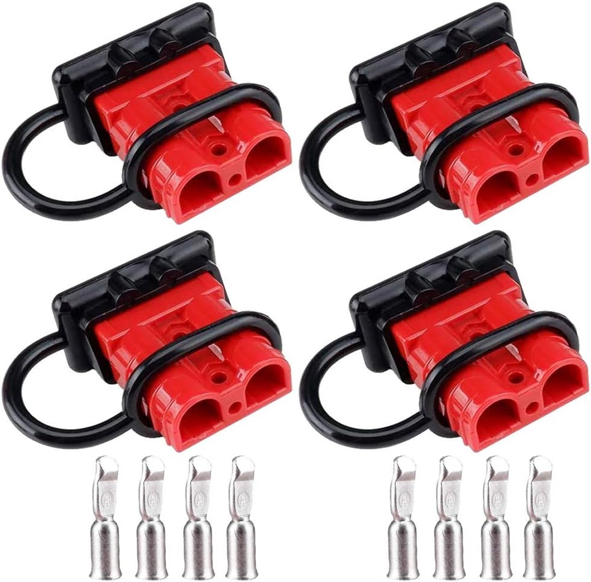 Dailygoods - Batterijaansluiting - 50 A stekker - Eenvoudige installatie - Rood - Snelaansluiting - Stofkap - Geschikt voor auto en camper - T428 mode