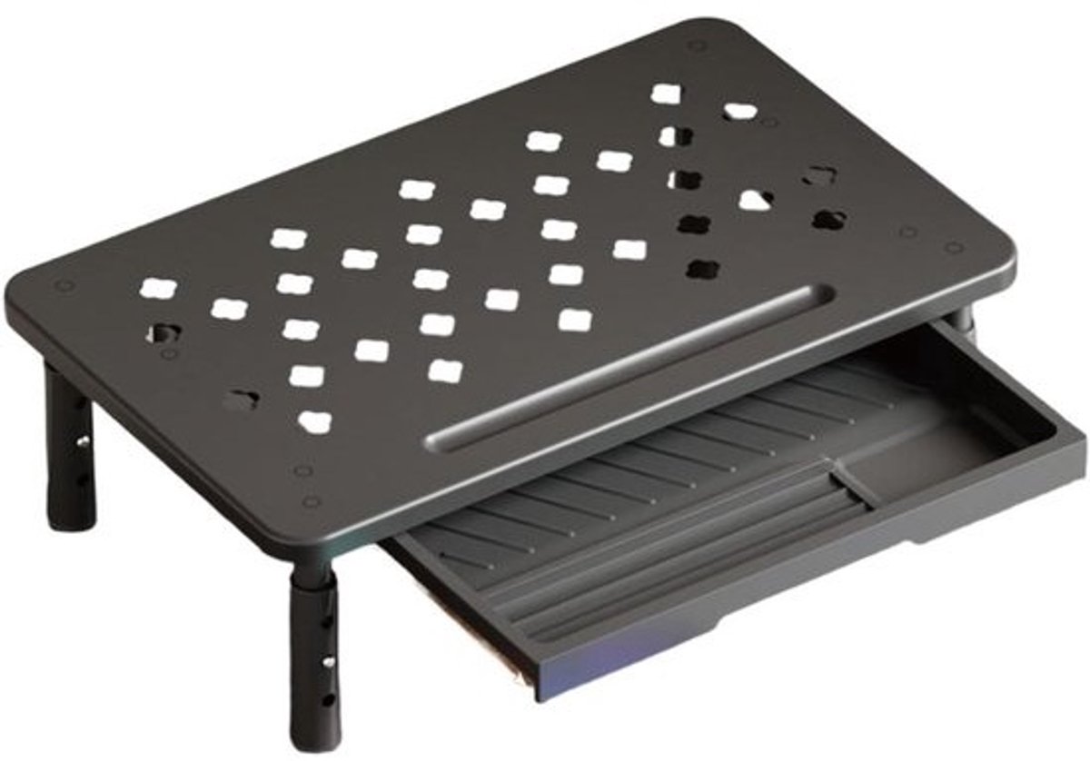 Monitor Verhoger - Bureau Organizer - Ergonomisch Werken - Met Opbergplank - 37x23cm - Zwart/Wit