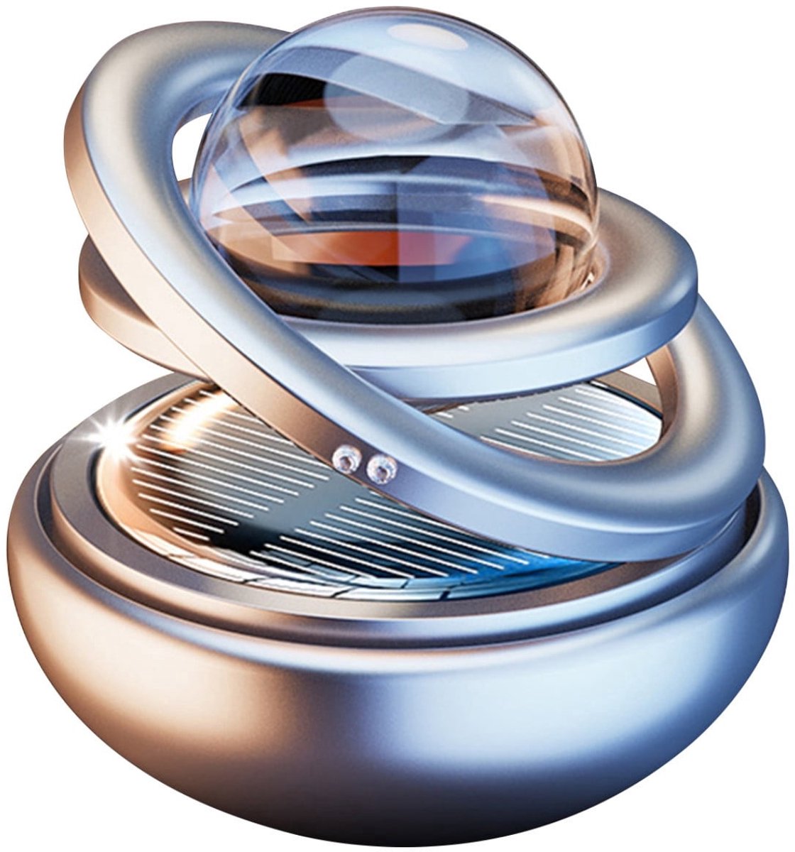 Ulisem - Zonne-Energie Roterende Auto Ornament Met Ster Design - Auto Accessoires - Zonne-Energie Aangedreven - 360 Graden Rotatie - Geurverspreider Zonder Batterij - Dashboard Decoratie - Zilver