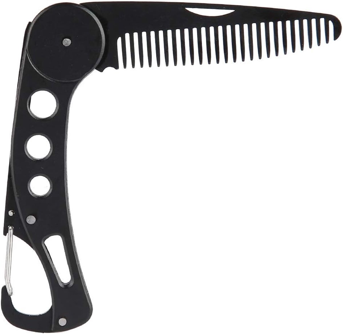 Dailygoods- Baardkam Roestvrij Staal - Opvouwbaar - Antistatisch - Bieropener/Sleutelhanger - Comfortabel - Flexibel
