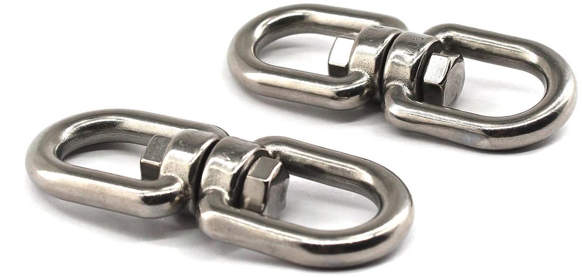 Dailygoods- Ooghaak Dubbele 360 Graden Draaibare Beugel - M8 - Roestvrij Staal - 2 Stuks - Zilver - Antiroest en Corrosiebestendig - Haak