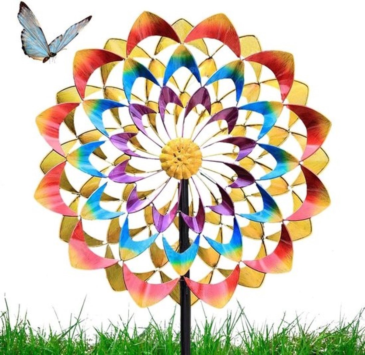 Roterende windspinner - Tuin twister - Tuin decoreren - All-weather metaal - 31 x 31 cm - Multicolor