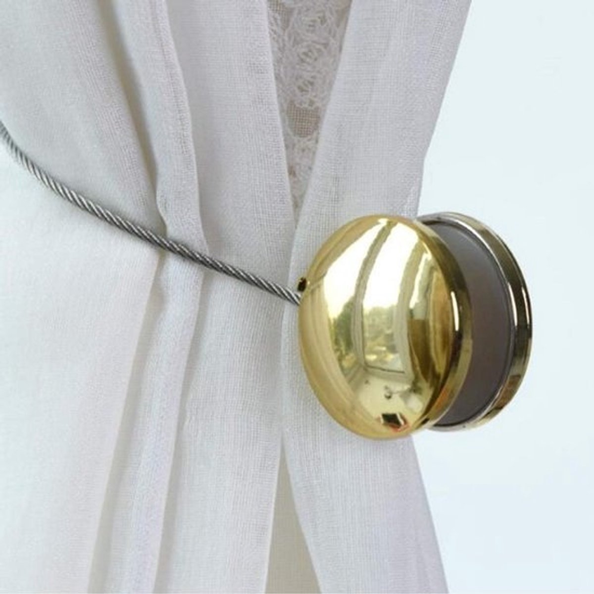 4x Magnetische Gordijnhouders zonder Boren - Decoratieve Gordijnbanden voor Alle Gordijnen - Goud