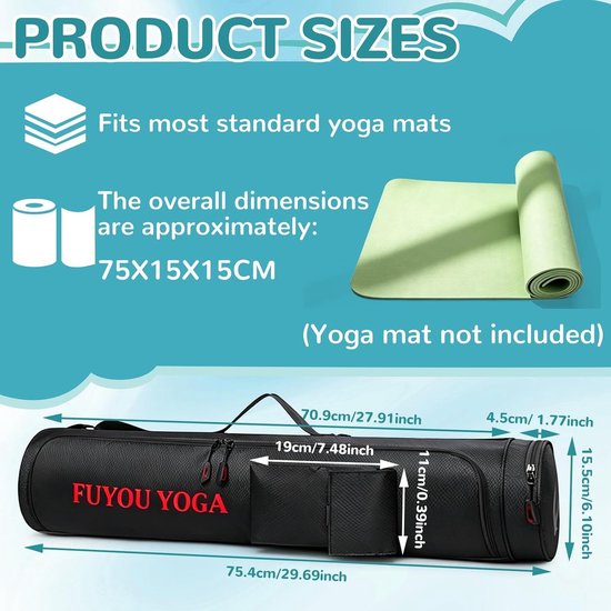 Praktische yogamat tas met zijrits, ideaal voor het opbergen van yogamatten, handdoeken en sportkleding, met aparte opbergcompartimenten — afbeelding 2
