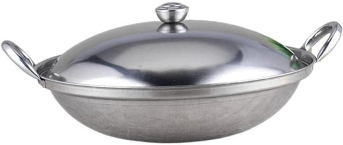 Kookpan met deksel - Soeppan Wokpan - Warmte Verdelen - Snelle Warmteoverdracht - 27x27x12cm - Zilver