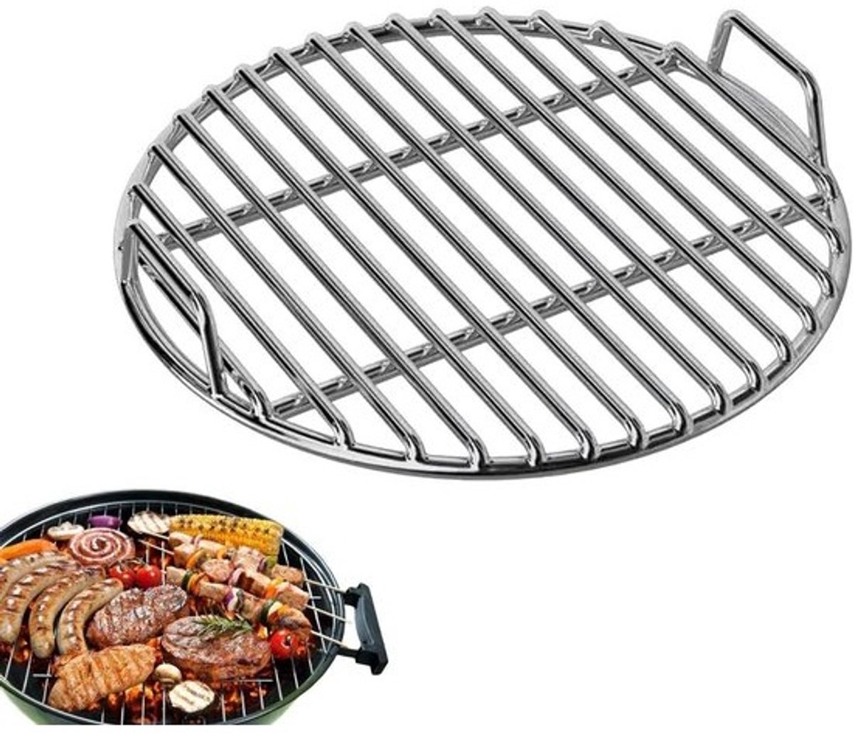Grillrooster Rond - Barbecue Net - Buiten Koken - Gelijkmatige Warmte - 45 cm - Zilver