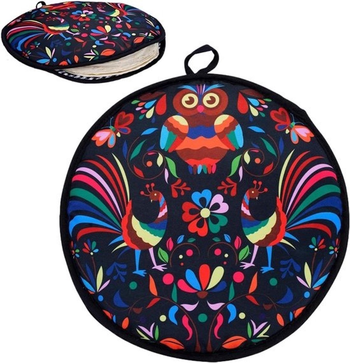 Tortilla Warmhouder - Taco Pizza Zak - Warm Houden - Magnetronbestendig Materiaal - 30 Centimeter Diameter - Gelukkige Vogel