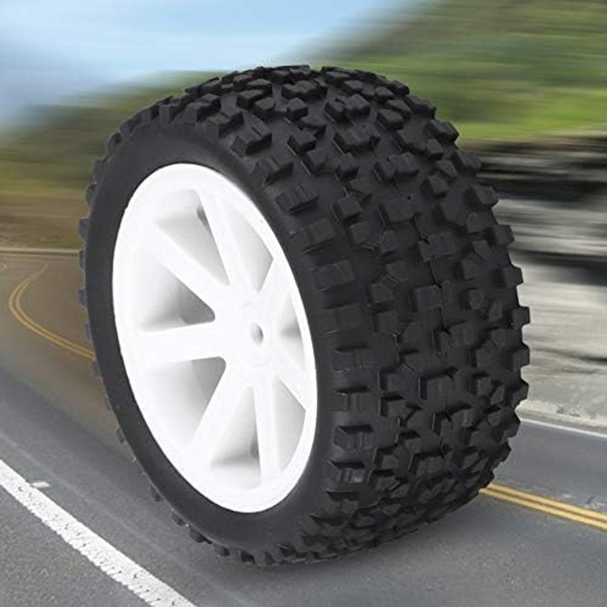 Car Gummireifen, 4 St¨¹ck RC Truck Gummireifen Rad Reifen Zubeh?rteile f¨¹r 1/10 ZD Racing Buggy Crawler Car(Wei?)