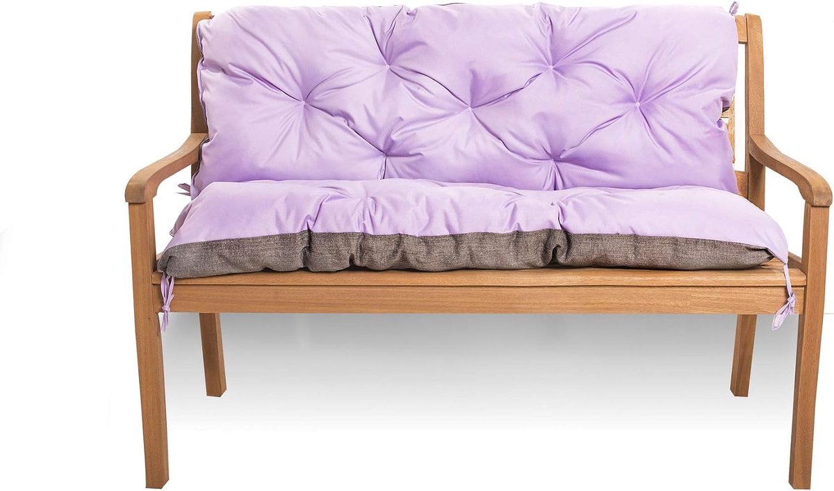 Zitkussen voor schommelbank, zitbank met rugleuning, tuinschommel, kussen, bankkussen, voor buiten, 120 x 60 x 50, lichtpaars