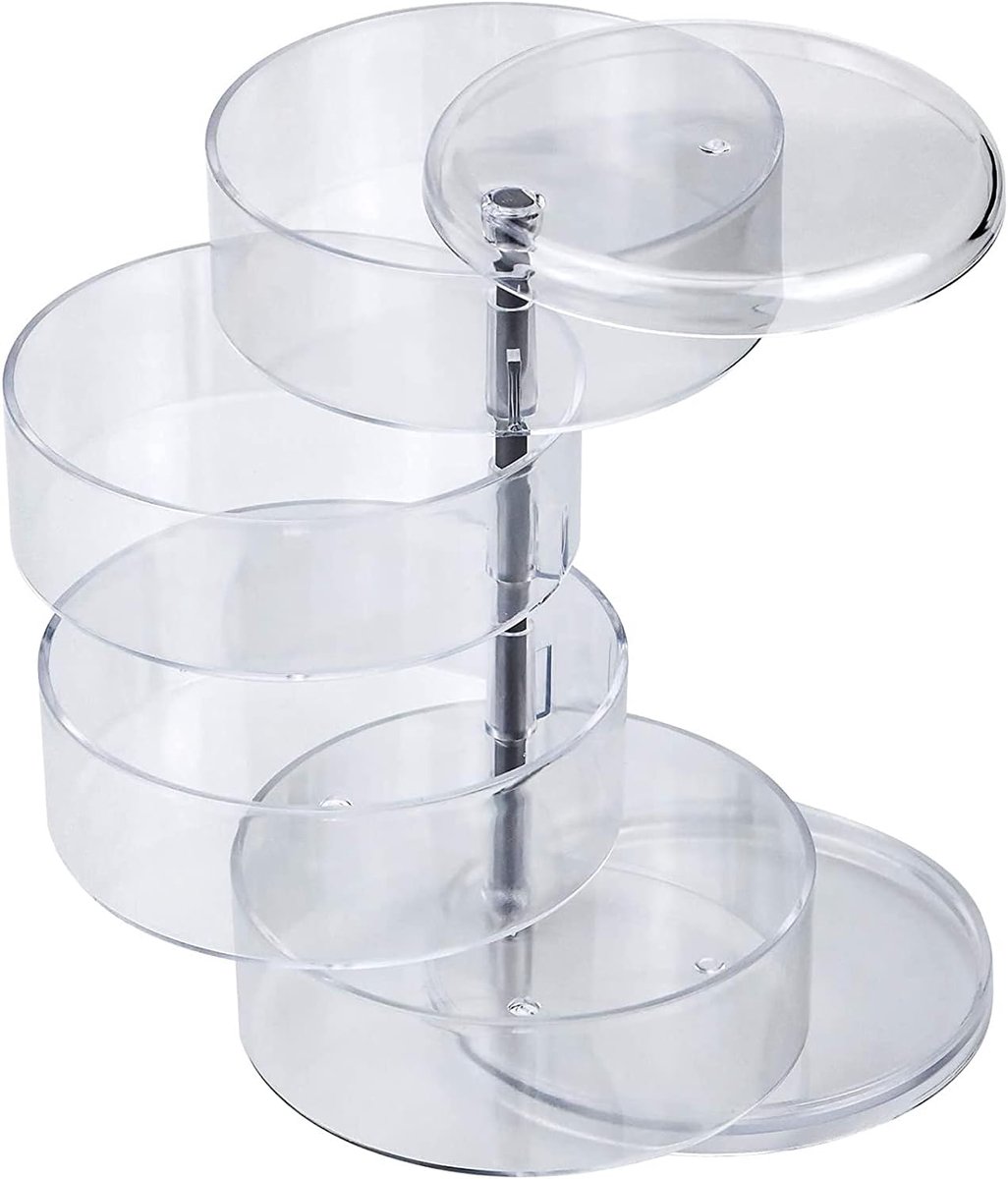 Dailygoods- Sieradenbox met Deksel - Draaiend - Opbergdoos voor Sieraden - Organiser voor Cosmetica - Geschikt voor Ringen/Earrings - Bescherming tege