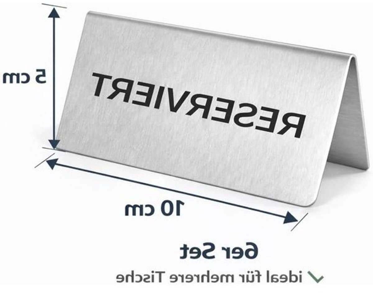 Gereserveerde Tafels Borden - Reserveringsborden Tafel - Restaurant Inrichting - Krasbestendig Oppervlak - 10 x 5 cm - Zilver