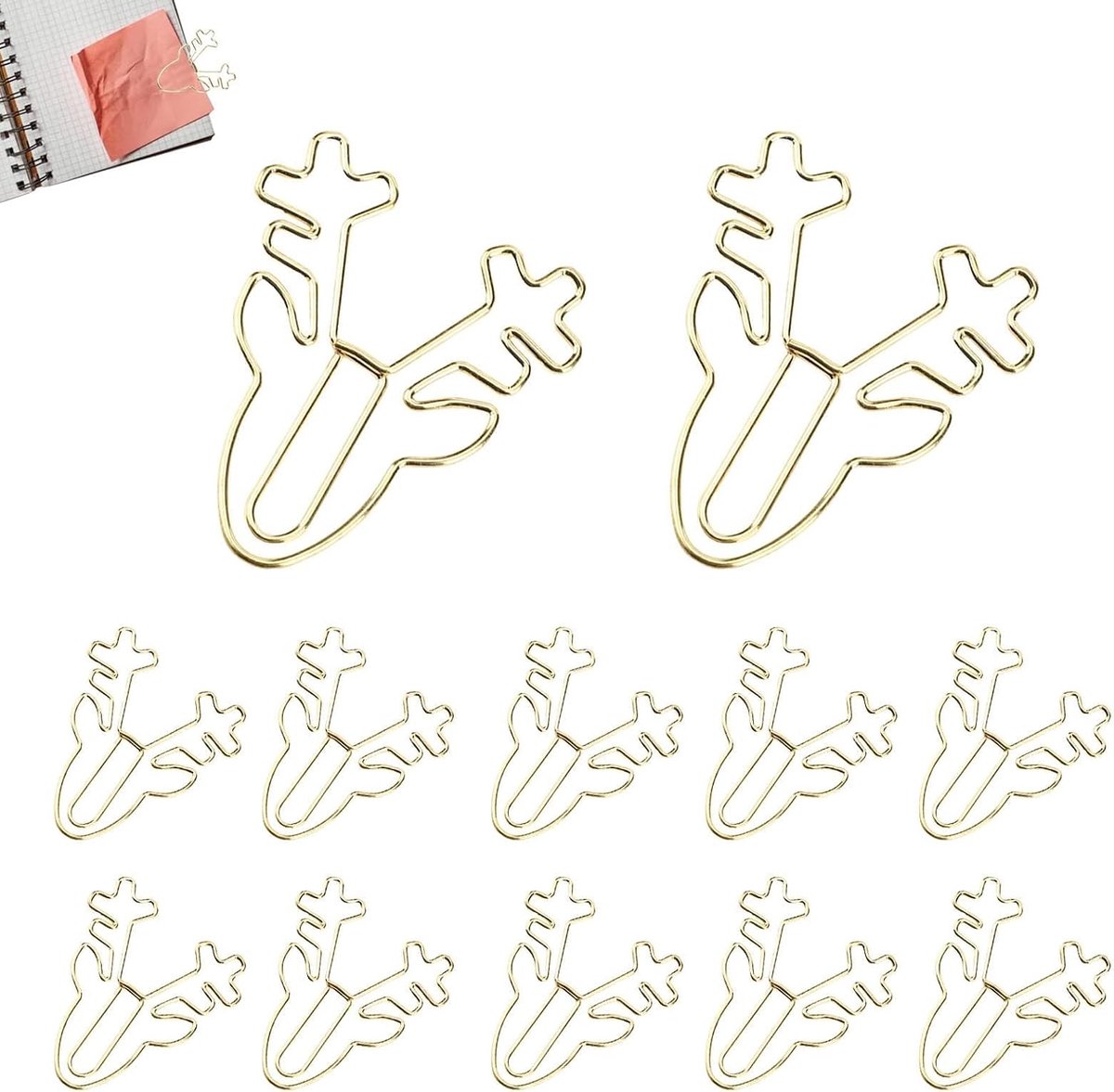 Dailygoods- Paper Clips Goud - 50 Stuks - Metalen Clips - Leuke Dier Motieven - Bladwijzer - Planner Clips - Fun Design - Papierclips