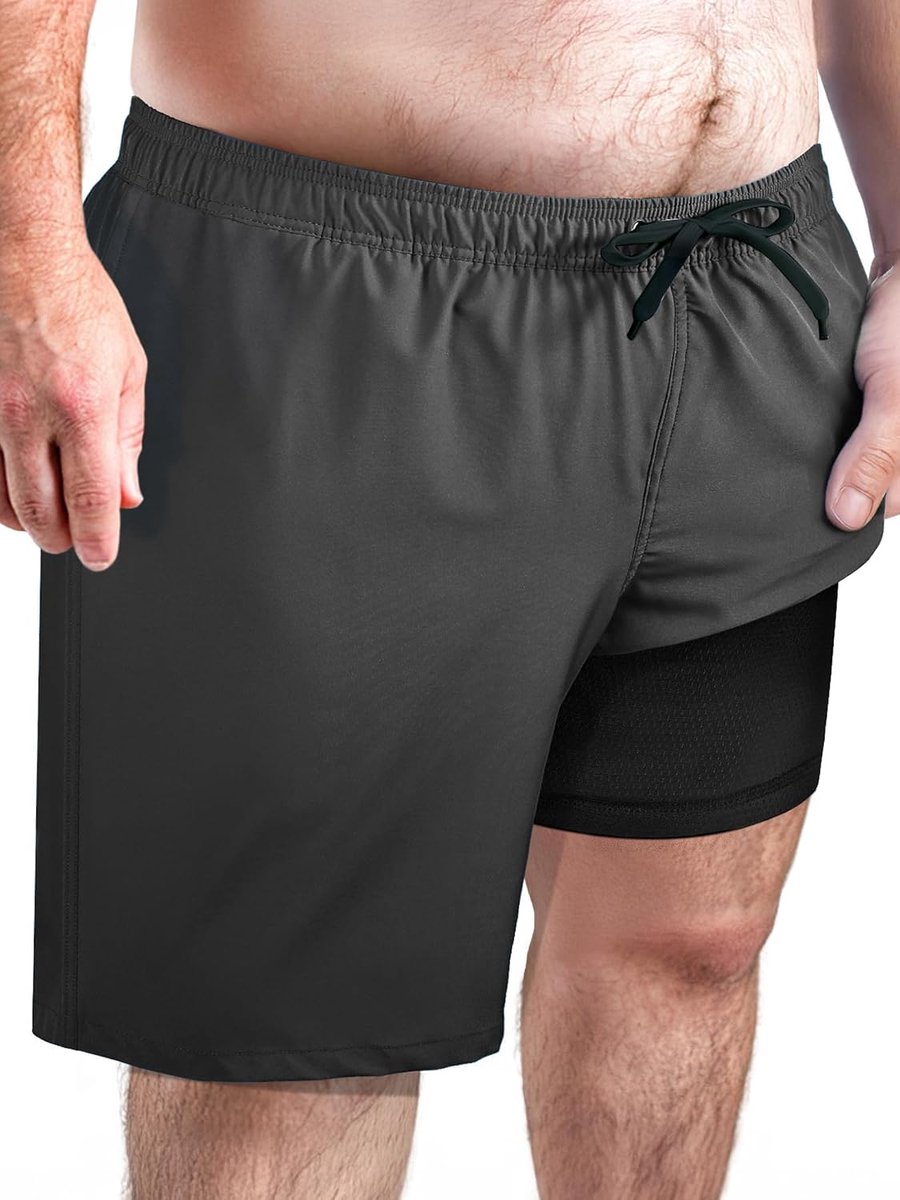 Zwembroek voor heren, grote maten, 2XL-6XL, sneldrogende zwemshorts met compressievoering en elastische tailleband, boardshorts voor strand, zwemmen en sport