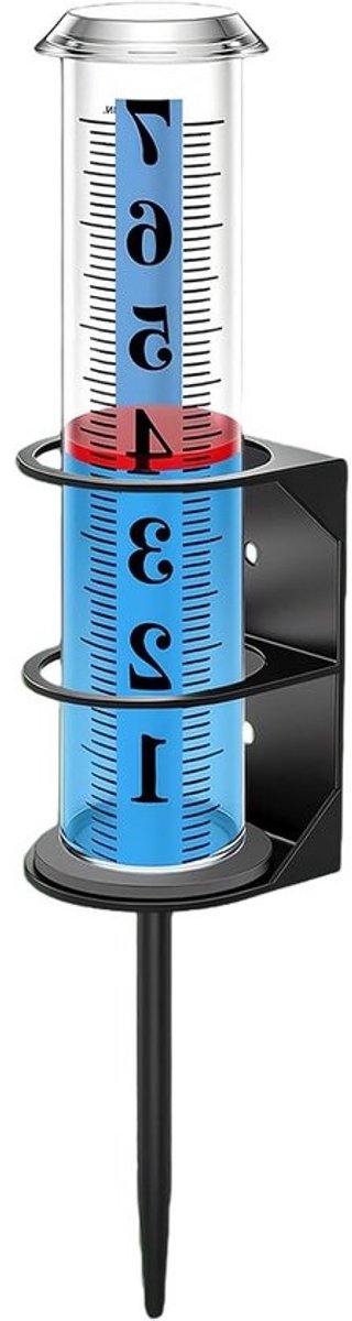 Regenmeter met grondpen - Regenmeter metaal - Neerslag meten - Versterkt tegen weersinvloeden - 25 x 10 x 10 cm