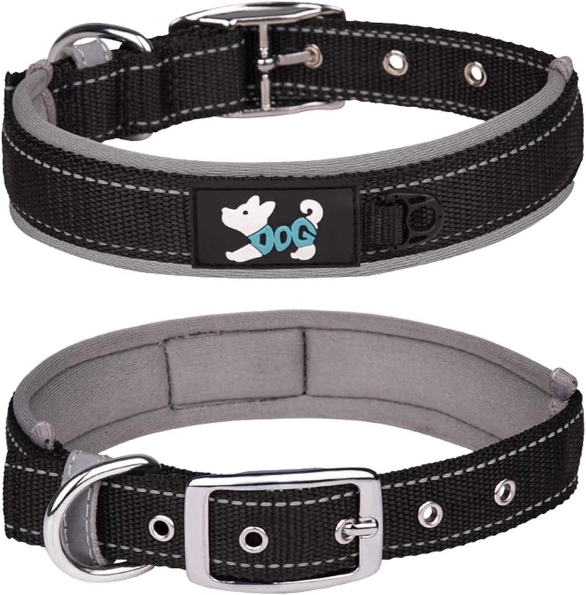 Dailygoods- Hondenhalsband Verstelbaar - Zachte Neopreen - Reflecterende Huisdierhalsband - Nylon - Geschikt voor Grote Honden - Maten: L/XL - Halsban