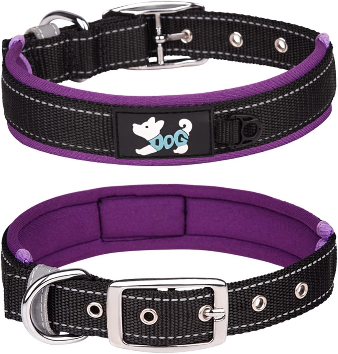 Dailygoods- Hondenhalsband Verstelbaar - Reflecterende Halsband - Neopreen Gewatteerd - Nylon - Voor Grote Honden (XL) - Maatvoering 58-68 cm