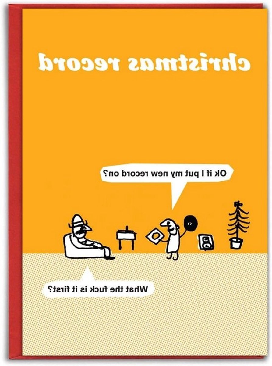 Kerstkaart - Wenskaart Humor kaart - Kerstmis vieren - Gedrukt op 300gsm board - 120mm x 170mm - Oranje