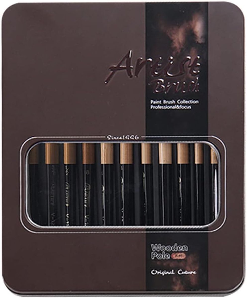 Dailygoods- Verfborstel Set 12-delig - Multifunctionele Borstels - Voor Acryl/Aquarel/Olie/Gouache - Comfortabele Handgrepen - Inclusief Opbergtas - P
