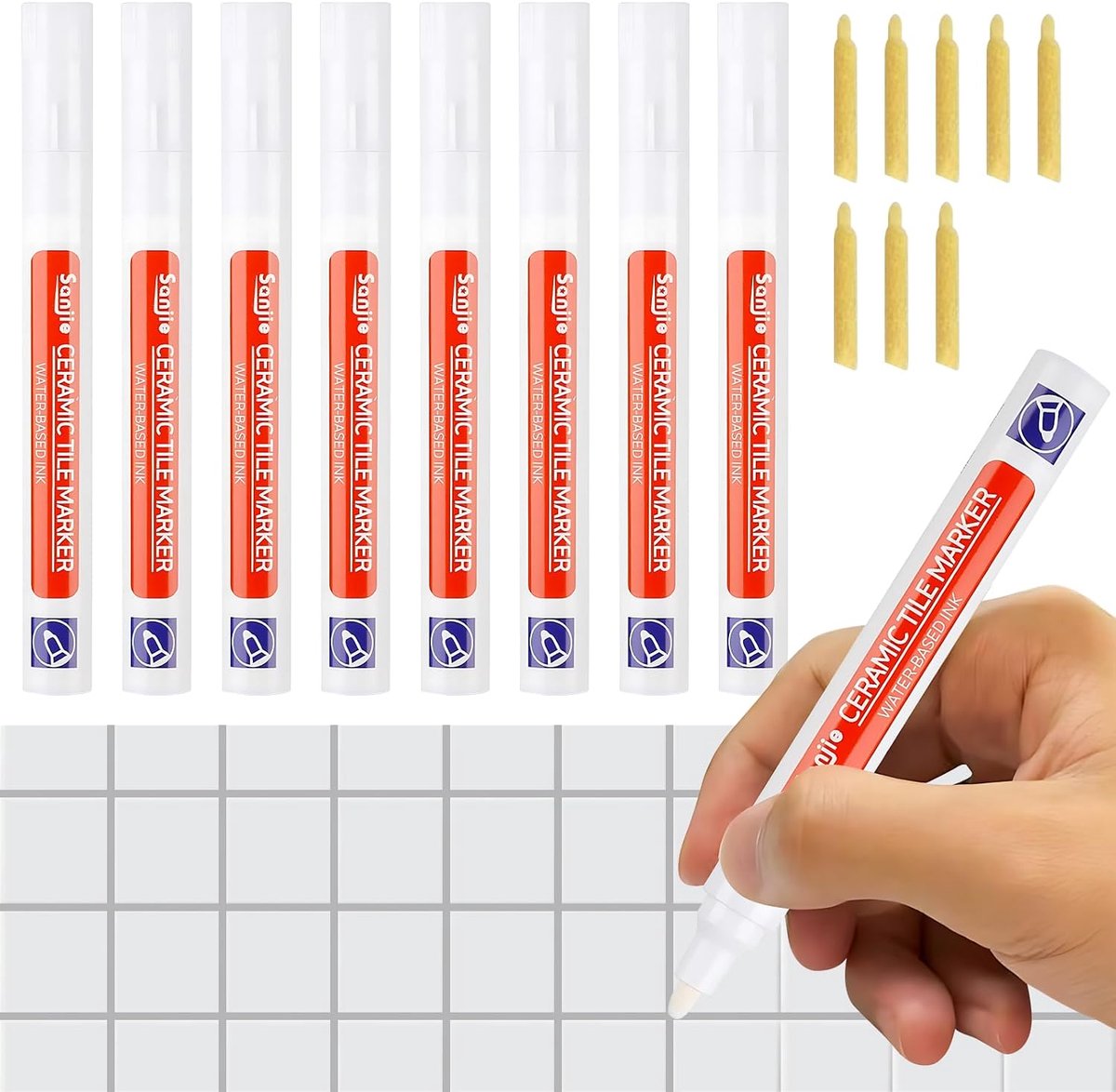 Voegenstiften set 8 stuks - witte en grijze kleuren - waterdicht en schimmelbestendig - voor meubelreparatie - ShopVlot