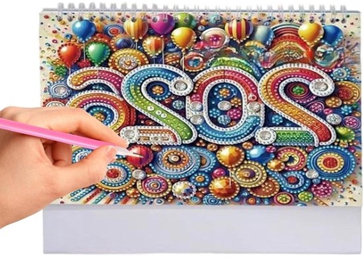 Bureaukalender 2026 - Taakplanner Ornament - Dagelijkse Planning - Stras Kunstschilderij - 19.5 x 17 cm - Multicolor
