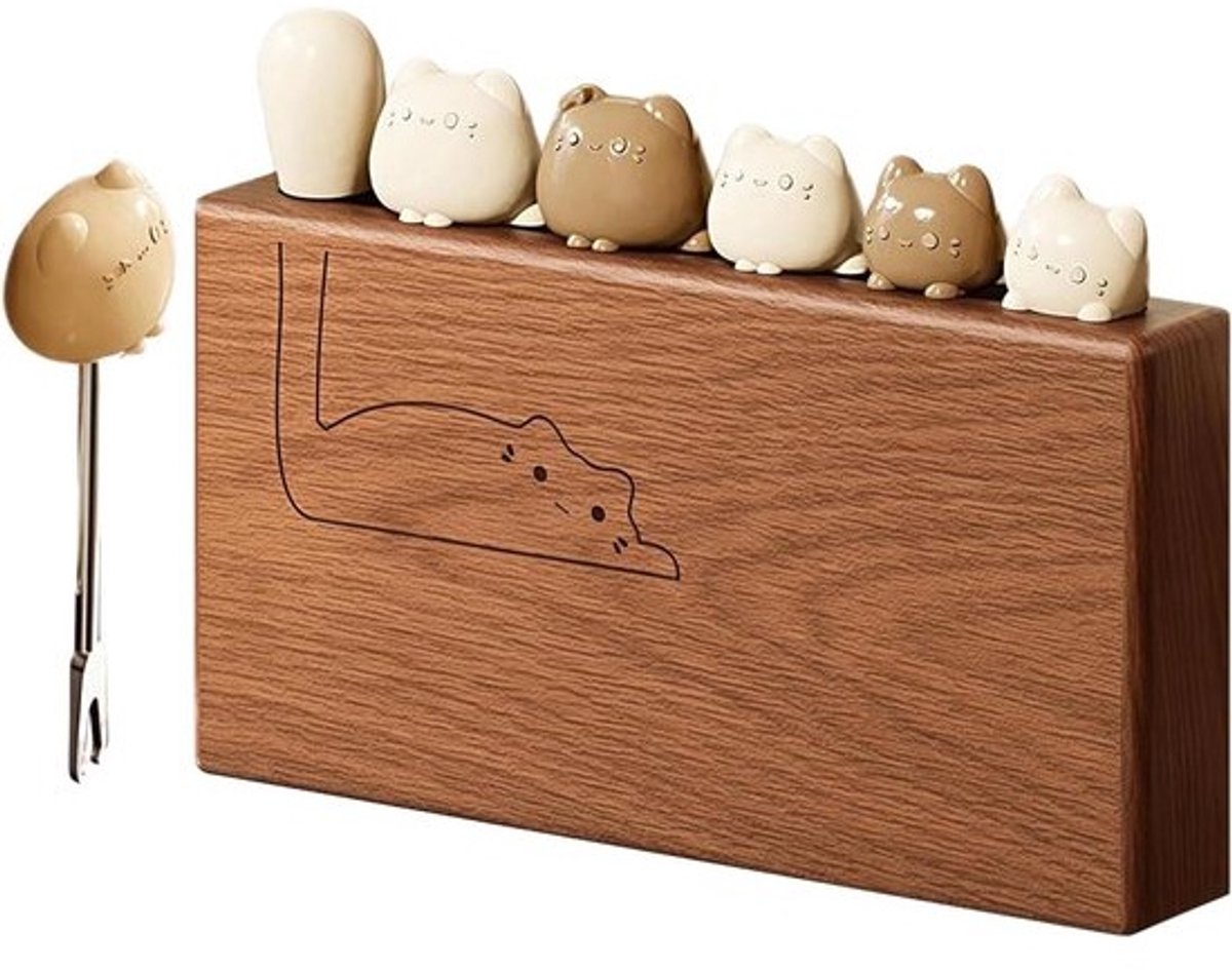 Dessertvorkjes Roestvrij Staal - Kleine Hapjesvorkjes - Hapjes Serveren - Schattig Kattenhandvat - 6 Stuks - Zilverkleurig