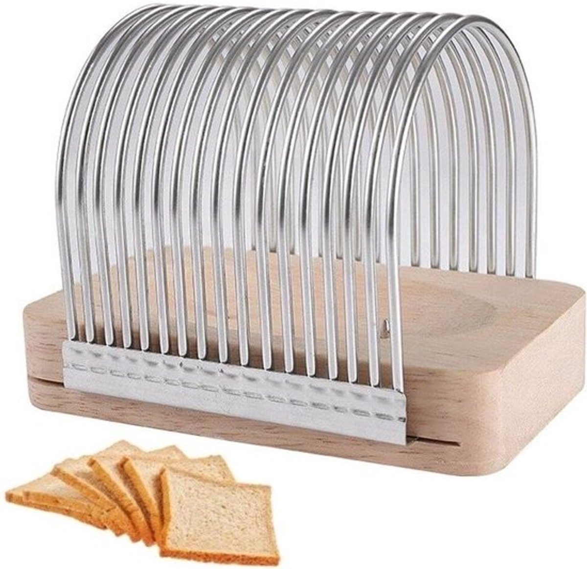 Broodsnijder - Brood snijhulp - Zelf brood snijden - Gelijkmatige sneden - 14 cm lengte - Zilverkleurig