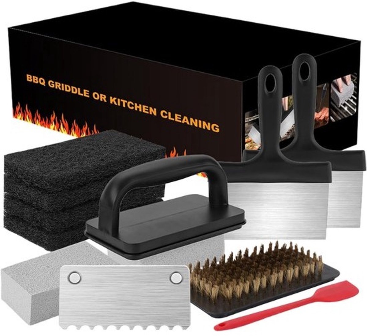 Bakplaat Reinigingsset - Grill Schoonmaak Accessoires - Barbecue Reinigen - Hittebestendig & Huisdierveilig - 138 kg - Zwart