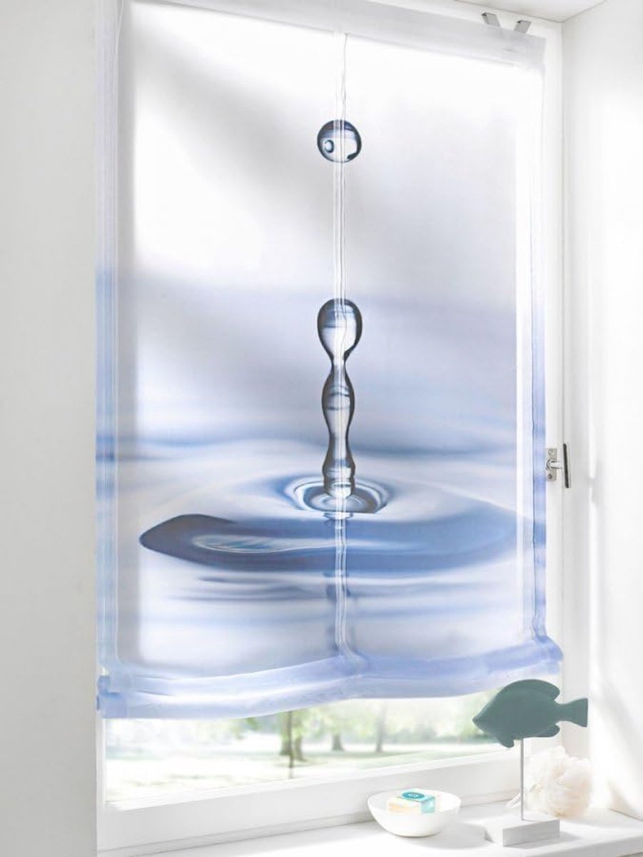 schaduw gordijn vouwgordijn bandjesrolgordijn gordijn Voile ZONDER haken voor ramen in blauw transparant 1 stuk BxH: 80 x 140 cm